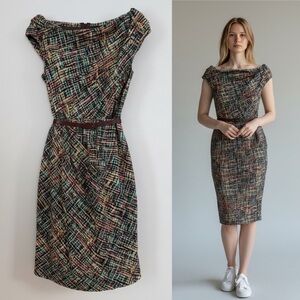 Byron Lars Beauty Mark Draped Shoulder Tweed-Inspired Silk Blend Dress – Size 4